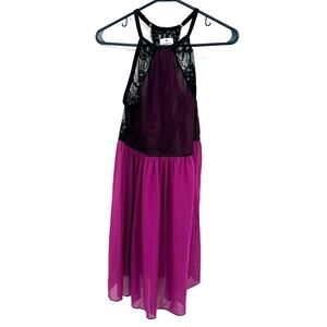 Torrid Size 1 Dress Black Pink Sleeveless Lace Mesh Sheer Front Prom‎ Party NWT